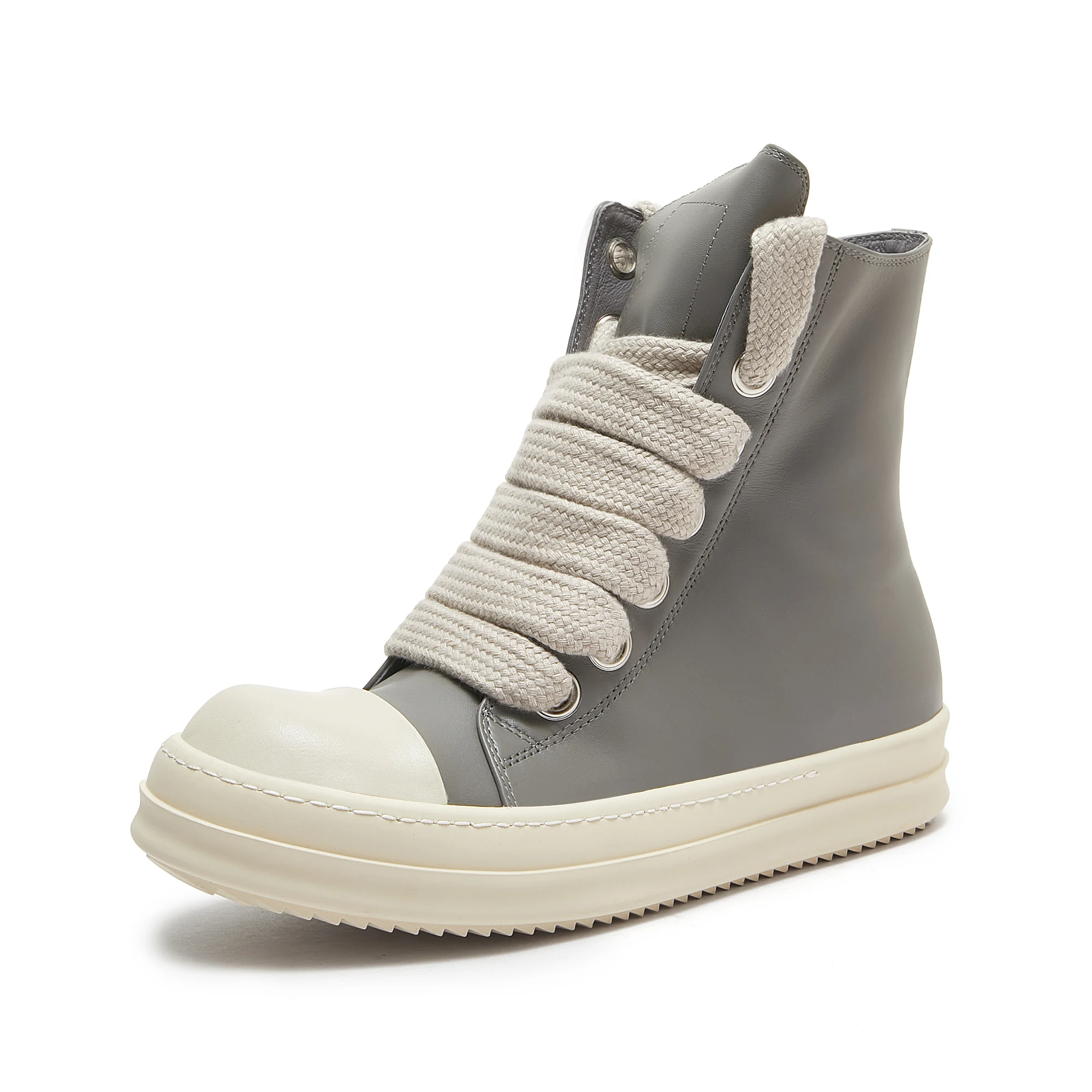 

Ricks Casual High Top Quality Grey Ankle Boots Designer Men's Shoes Owens Leather Zipper Jumbo Lace Up Women's Sneakers 2023