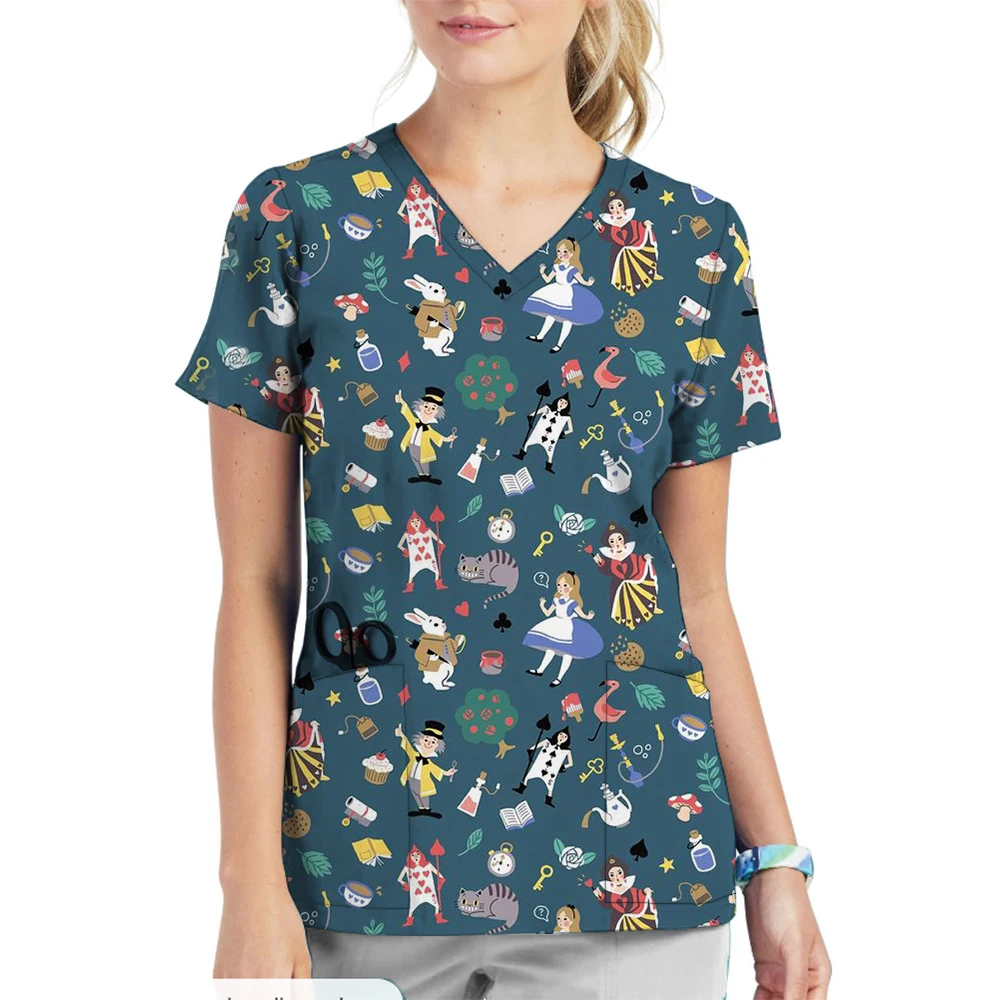 Униформа медсестры Disney с принтом принцессы хирургический халат V-образным