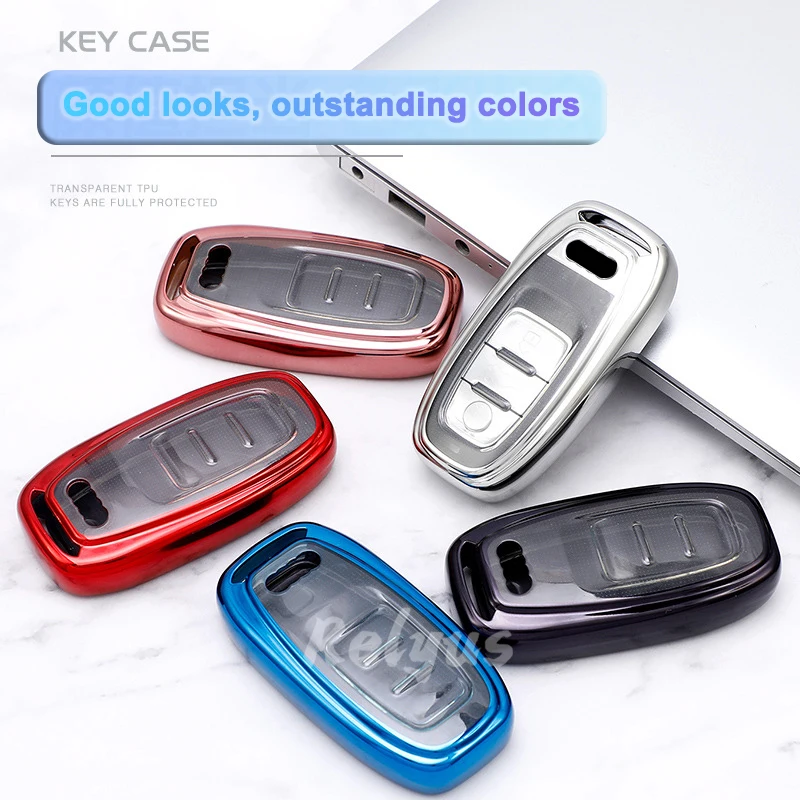 

Plating TPU Car Key Case Cover Protector for Audi A1 A3 A4 A5 A6 A7 A8 Q3 Q5 Q7 S4 S5 S6 S7 S8 R8 TT Key Shell Auto Accessories