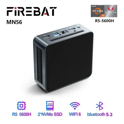 FIREBAT MN56 Mini PC Gamer AMD Ryzen 5 5600H Windows 11 DDR4 Nvme SSD MiniPC WIFI6 BT5.2 для игрового настольного компьютера