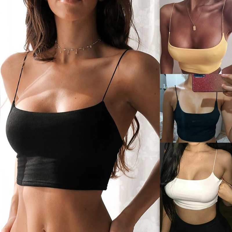 

XS-5X Solid Color Inner Camisole Women's Tube Top Sexy Low Neck Halter Corset Top Summer Woman's Bottoming Tops Active Wear