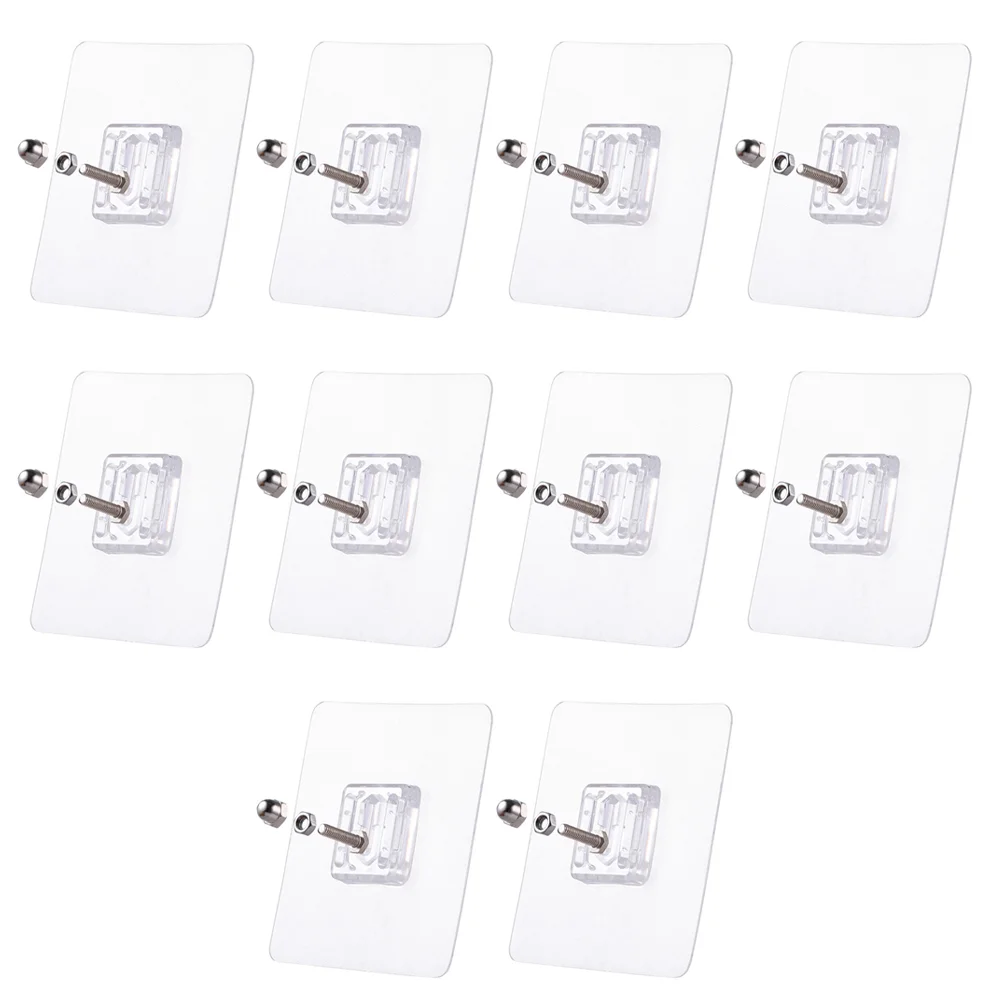 

10 Pcs Self-adhesive Portable Durable Screws Stickers Nails Wall Hooks for Study Restroom