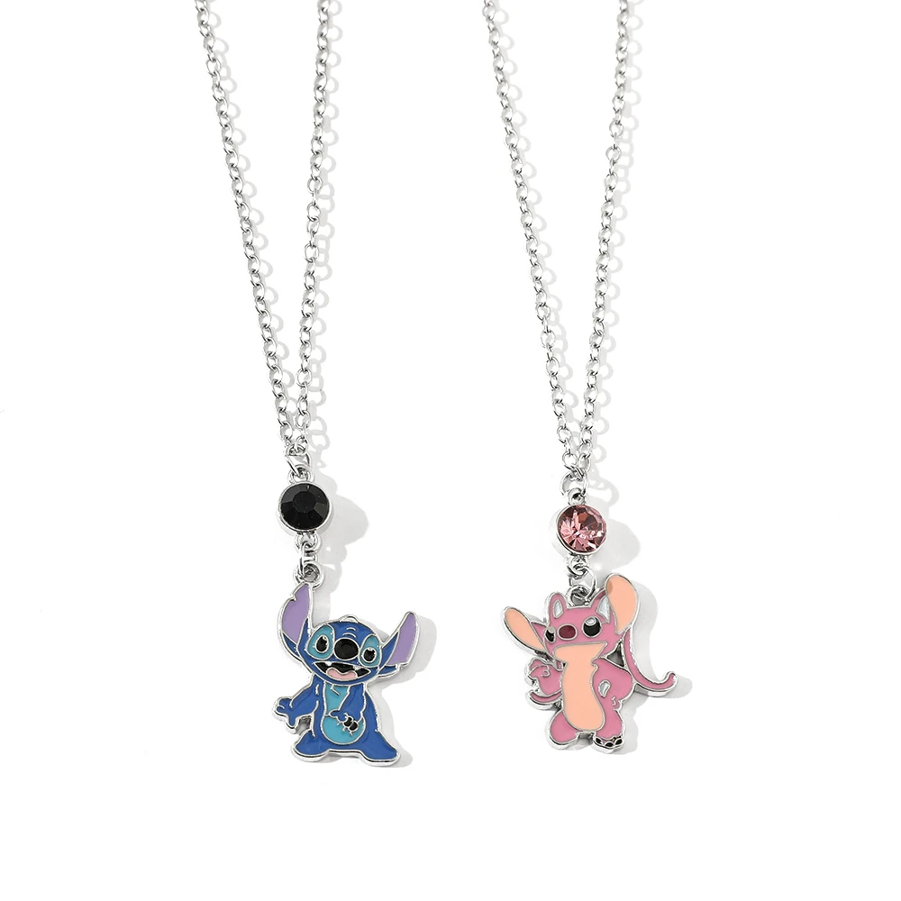 

Anime Lilo and Stitch Necklace Cute Cartoon Figure Stitch Angel Pendant Neck Chain Collar Kawaii Jewelry Decoration Accessories