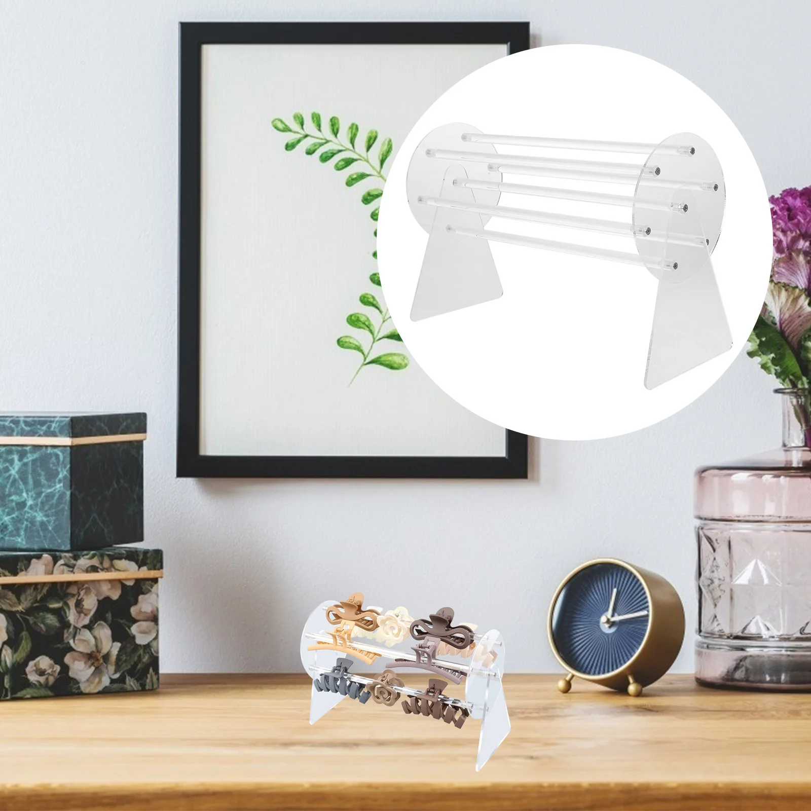 

Claw Clip Holder Vertical Headband Display Bar Acrylic Trays Bracelet Organizer Hair Watch Stand Clear Stands