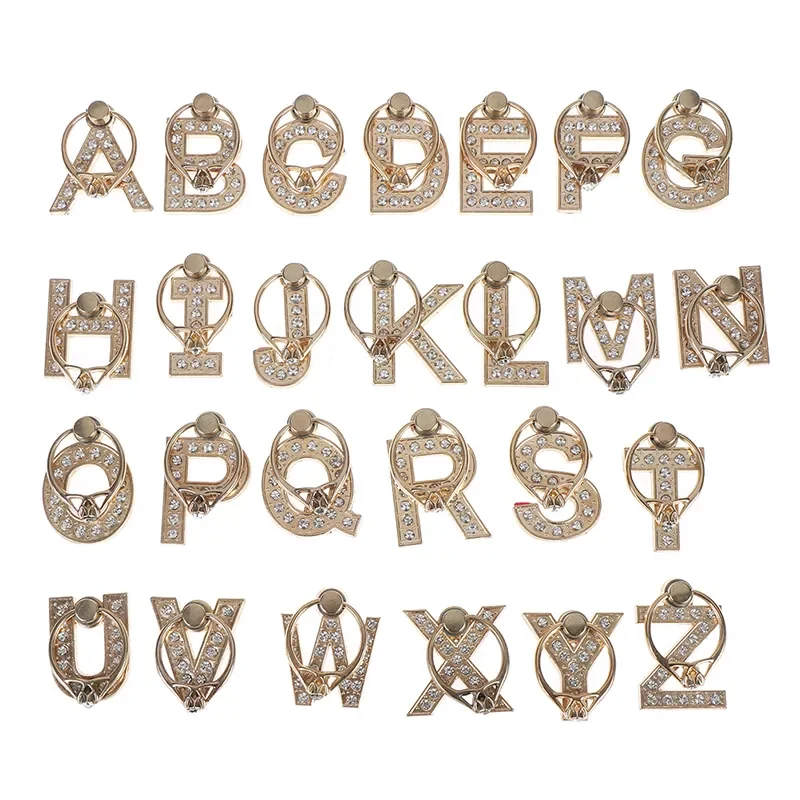 

360 Degree Rhinestone Metal Letter A-Z Finger Ring Smartphone Stand Holder Mobile Phone Holder For All Phone
