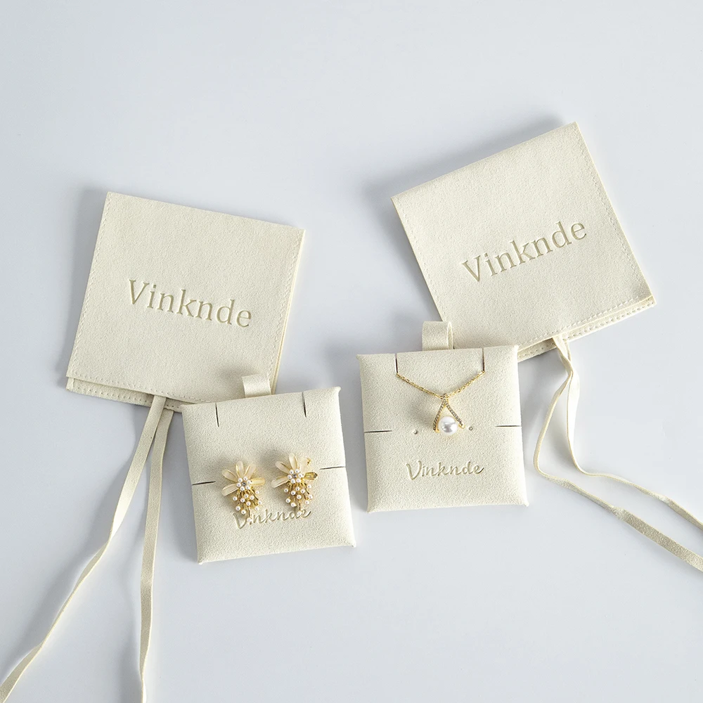 2023 Jewellery Package Microfiber Envelope Pouch Bags Custom Logo Jewelry Earrings Necklace Pouch Gift Bag with Insert Pad/Card