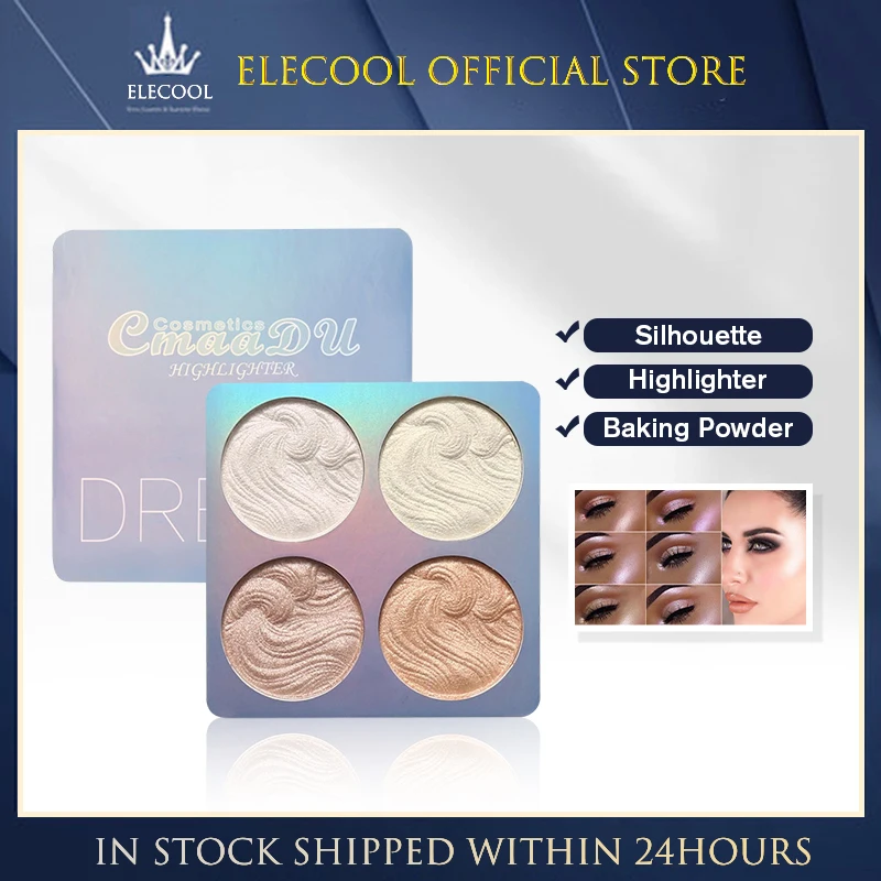 

4 Colors Long-Lasting Matte Highlighter Bronzers Palette 3d Face Shading Grooming Powder Face Contour Shimmer Facial Cosmestics