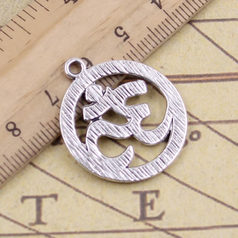 8 шт. подвески Yoga Om 29x25 мм тибетская бронза серебряный цвет ремесла фурнитура для