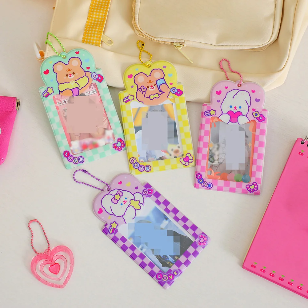 

New Cute Cartoon Flocking Bunny ID Credit Bank Card Holder Student Keychain Bus Card Case Identity Badge Cover Women Pendants