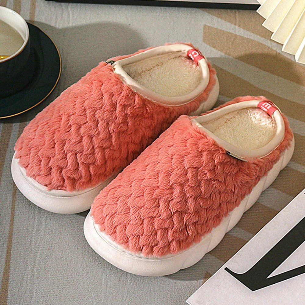 

Женские зимние тапочки, женская домашняя хлопковая обувь на толстой подошве, Нескользящие удобные домашние тапочки на плоской подошве, жен...