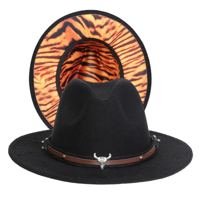 Leather Cowboy Hats Ribbon Fedora Hat 