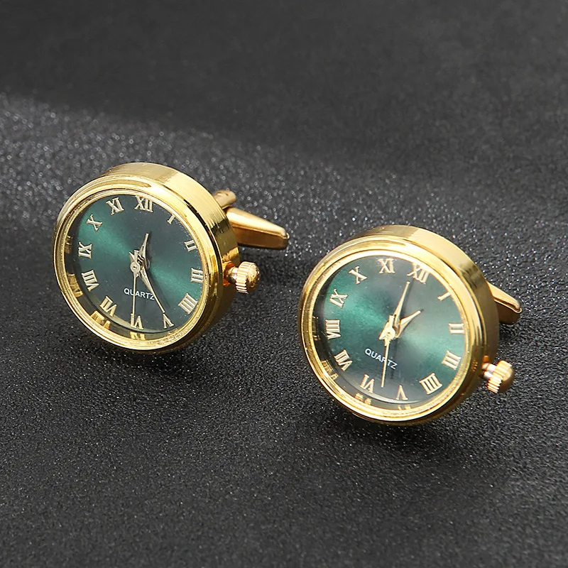 Relojes de lujo para hombre, gemelos clásicos de negocios franceses, accesorios de camisa, reloj giratorio de moda, gemelos dorados, regalos de aniversario