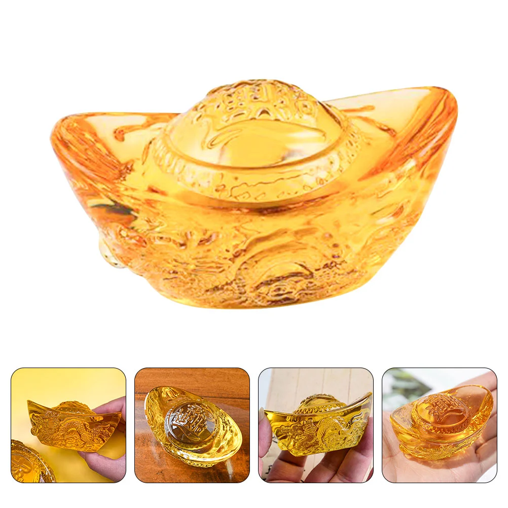 

Crystal Ingot Ornament Carving Craft Ingot Figurine Ingot Desktop Decor Indoor Office Desktop Decoration New Year Room Decor