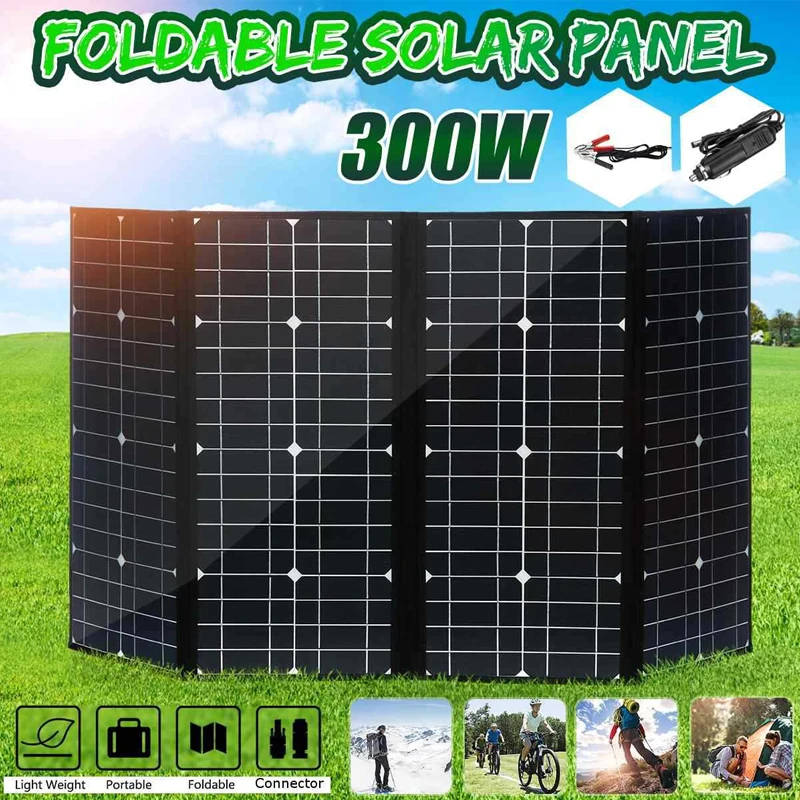 

300W Foldable Solar Panel 12V Portable Outdoor Charge Flexible Solar Panel For Camping Boat RV Travel Home Car Solar Cells Kit