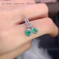 new 925 silver inlaid natural emerald earrings fine craftsmanship simple and elegant can be customized