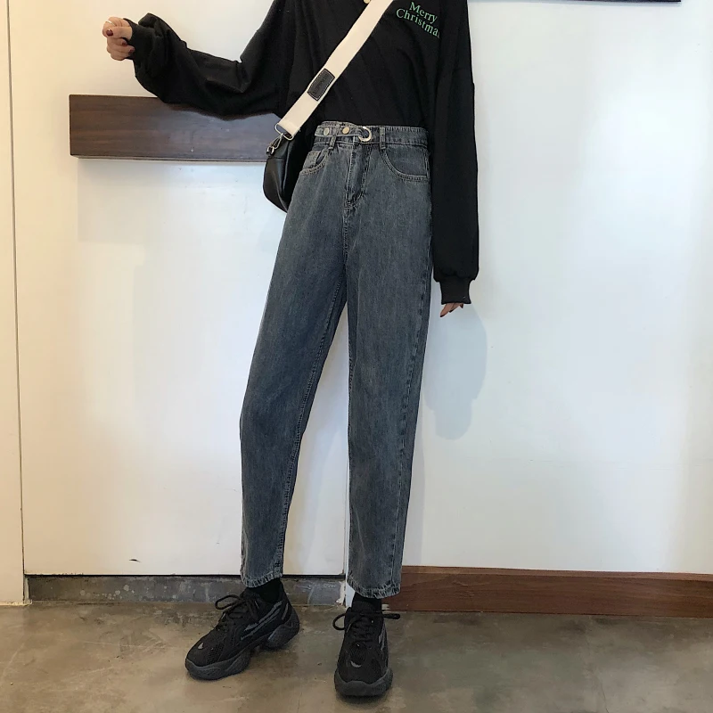 

N3795 Straight-leg jeans women's new high-waisted loose and thin radish nine-point harem pants jeans