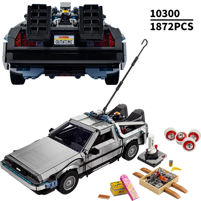 

Hot In Stoc 2022 Back To The Future Time Machine Supercar 10300 Model Technical Building Kit Block Bricks Children Toys Kid Gift