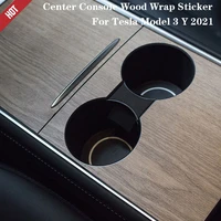 car central control panel sticker for tesla model 3 center console accessories model y interior film wood grain 17 22