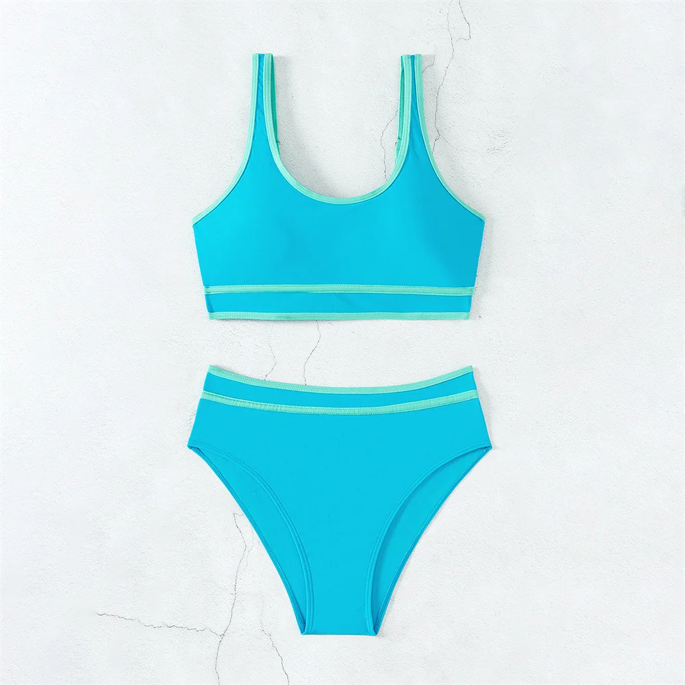 Бикини с высокой талией на бретельках танкини Раздельный купальник Y2K пуш-ап