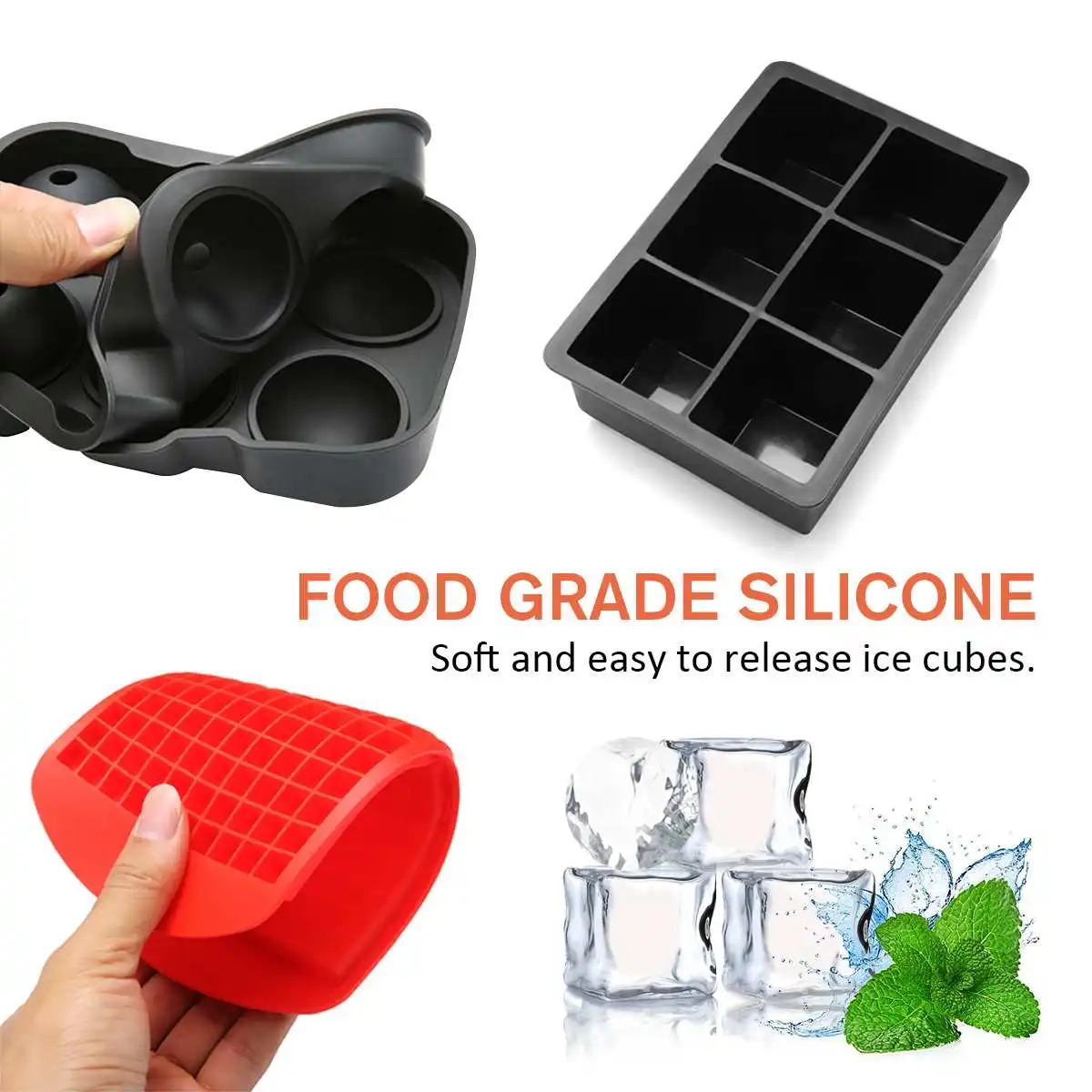 

4pcs Silicone Mold Ice Cube Maker Chocolate Mould Tray Ice Cream DIY Tool 3D Form Whiskey Wine Ice Cube Trays Molds