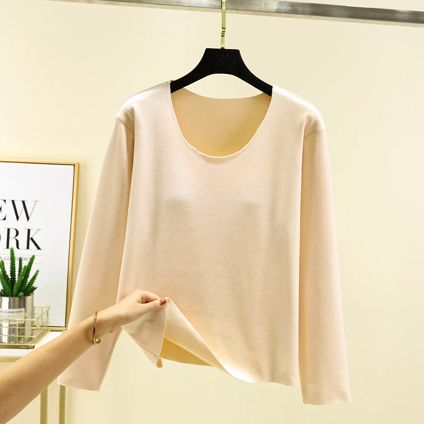 De Rong нагрудная подушка с круглым вырезом длинным рукавом теплая нижняя рубашка