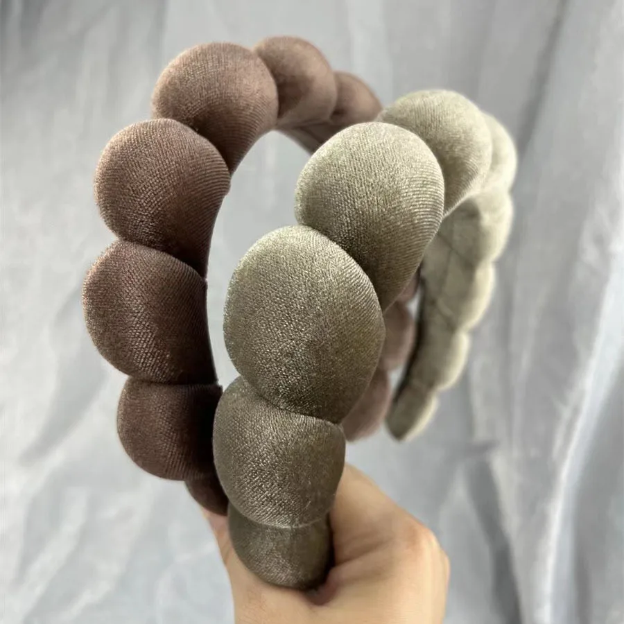 

Velutum Style Sponge Puffy Co Spa Headband Terry Cloth Fabric Hair Band Croissant Bandeau for Face Washing Makeup Removal