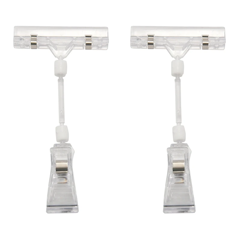 

2X 6.5Inch Height Transparent Plastic Double Clips Adjustable Sign Card Display Holder