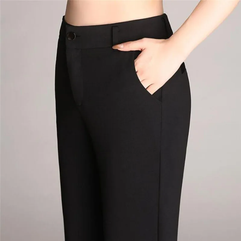 

New Casual Retro Women Plain Palazzo Solid High Waist Flare Wide Leg Chic Trousers Slim Long Loose OL Work Pants