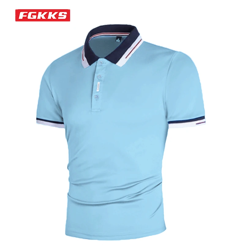 

FGKKS Summer New Men Polo Shirt Fashion Contrast Color Sports Short-Sleeve T-Shirt Loose Casual Solid Color Thin POLO Shirt Men