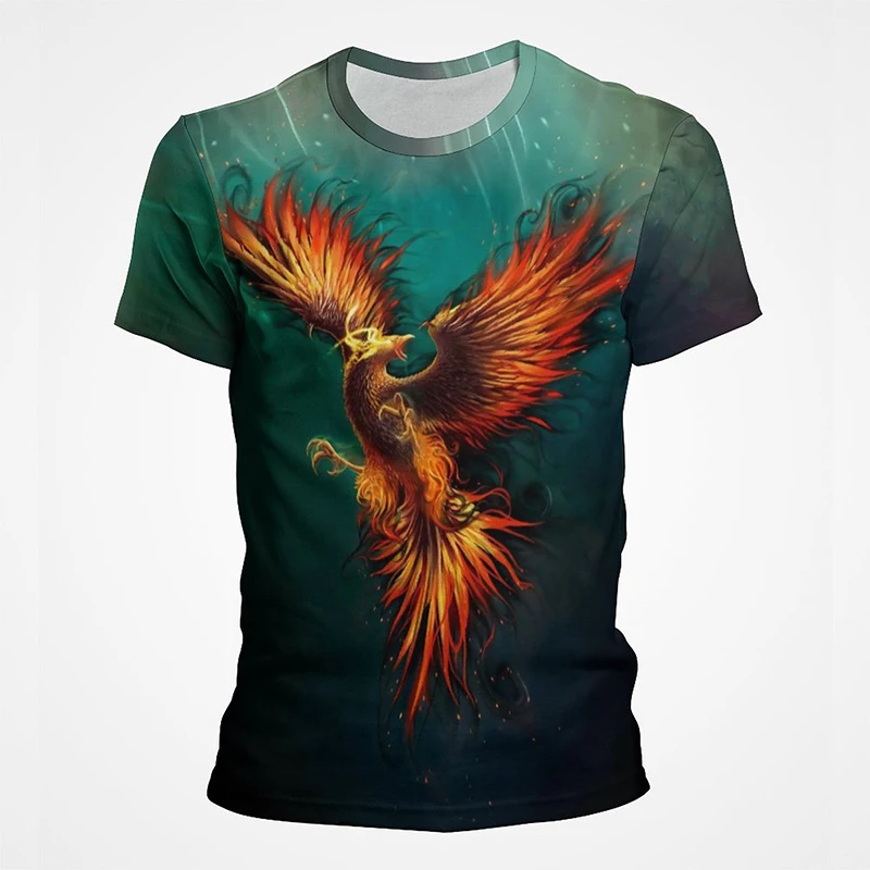 Синие футболки с рисунком птицы Феникса Мужская одежда Женская и детская