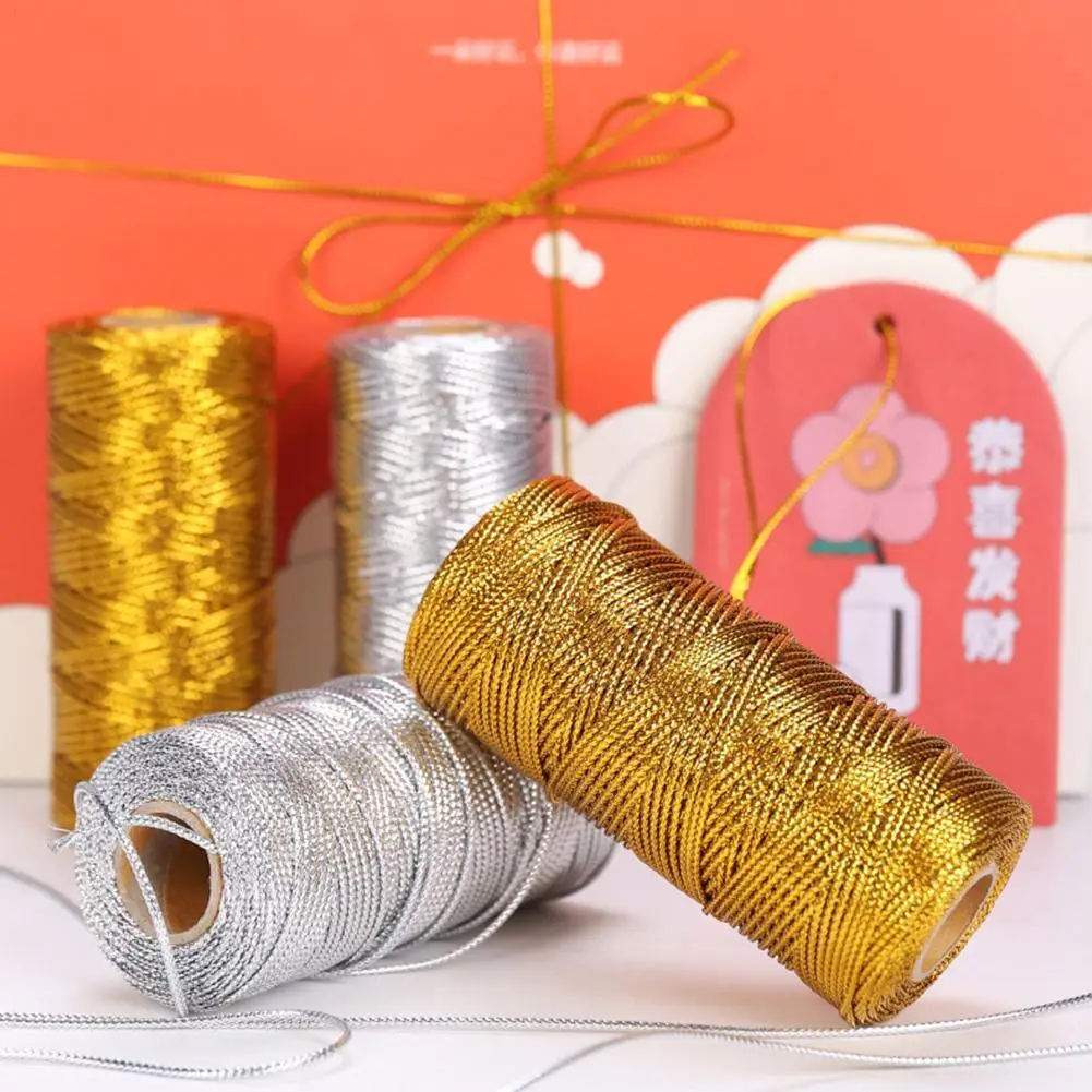 

100m/roll 1.5mm Gold And Silver Wire Tag Line 16-strand Flat Hollow Gold Wire Non-elastic Gift Packaging Line