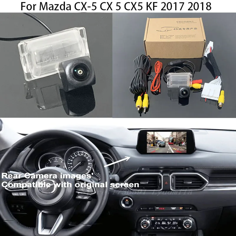 

Для Mazda CX-5 CX 5 CX5 KF 2017 2018 Автомобильная камера заднего вида, совместимая с оригинальным экраном, 28-контактный адаптер, кабель HD ночного видения