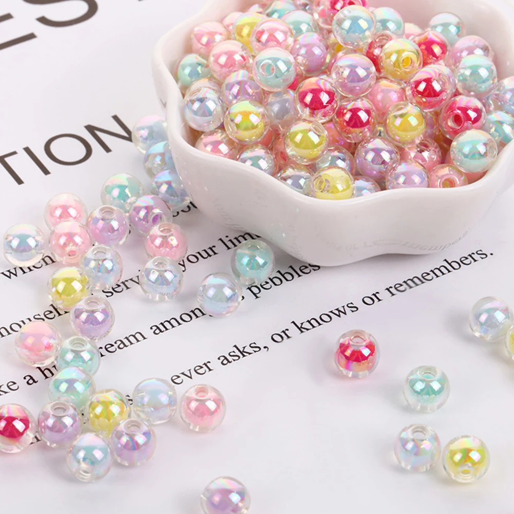 

30/50Pcs 8-15mm Acrylic Colorful Transparent Frosted Bead Loose Spacer Bead for DIY Bracelet Hair Rope Jewelry Making Accessorie
