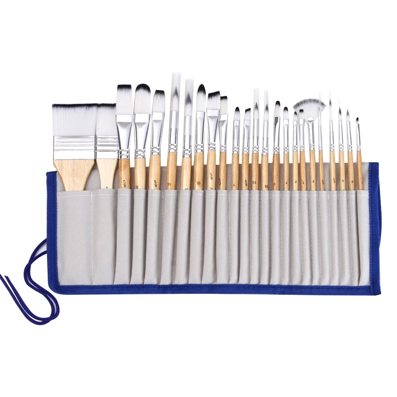 

Portable Painting Kit with Roll-up Brush Holder 24 Types Nylon Paint Brush for Stencil Painting Canvas Rock Painting
