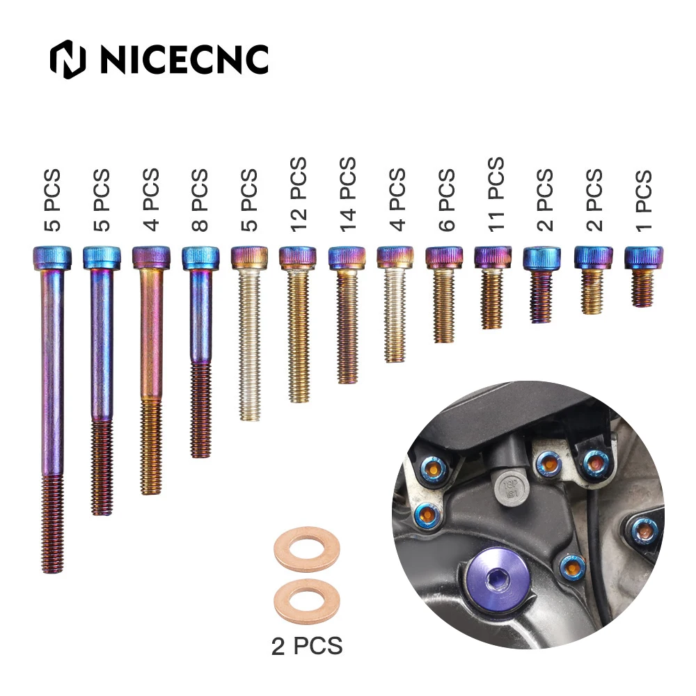 NiceCNC 79 PCS Color Screw Bolts Kit for Yamaha YFZ450R 450X 2009-2022 2021 2020 304 Stainless Steel With Copper Washer