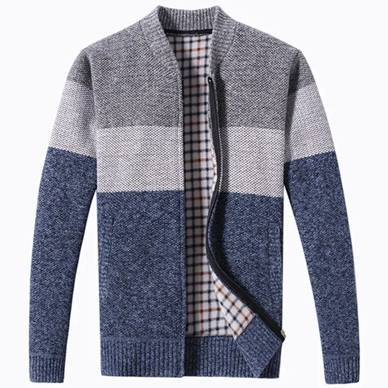 

2022 Autumn Winter Men's Sweater Coat Faux Fur Wool Cardigan Jackets Men Zipper Knitted Thick Coat Warm Casual Knitwear