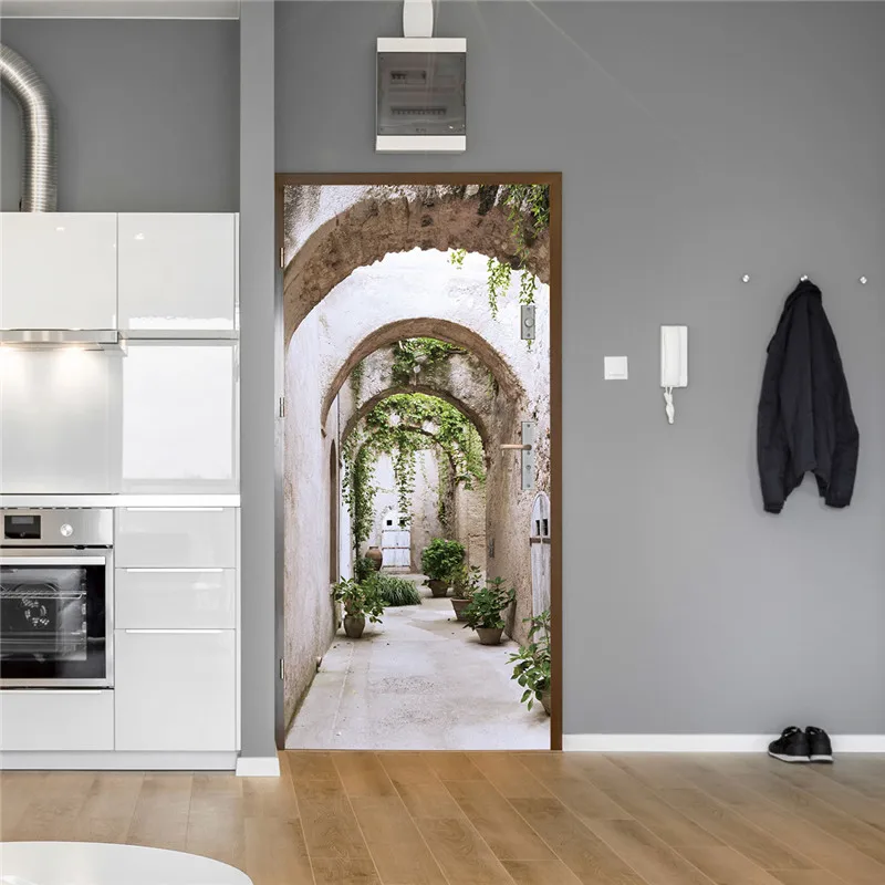 

Современная наклейка на дверь из ПВХ, 3D Самоклеящиеся декоративные садовые обои «сделай сам», Постер для спальни, ванной комнаты, плакаты дл...