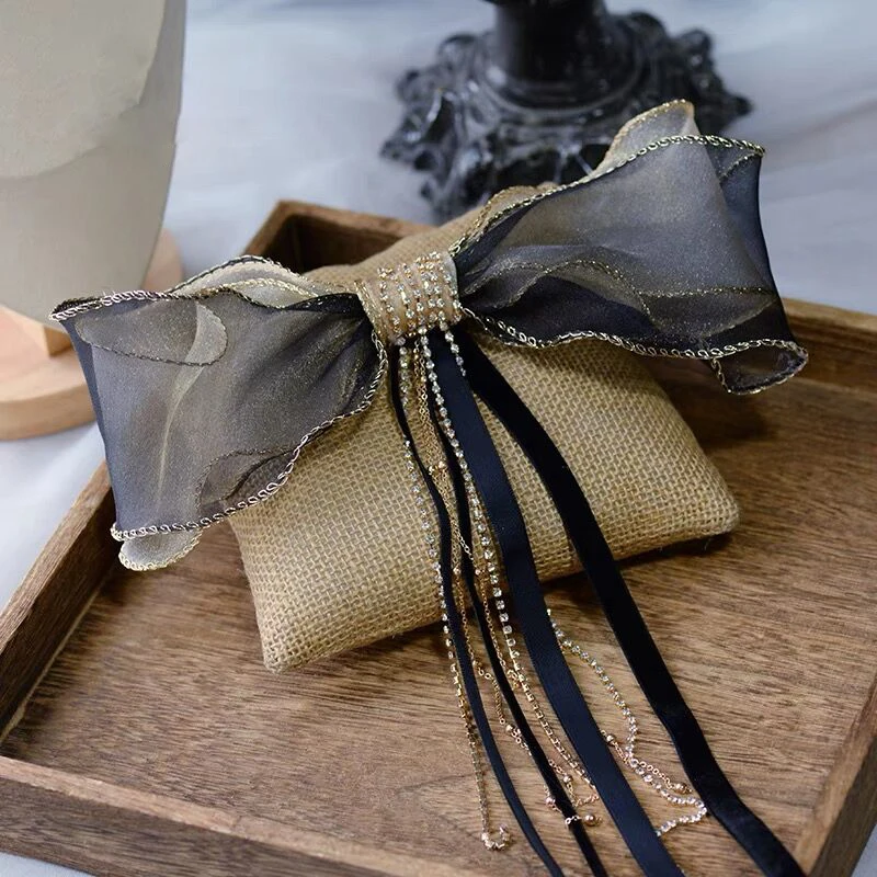 

Handmade Crystal edge Bowknot Tiaras Bridal Barrettes with Earring Brides Hairclip Wedding Hair Accessory