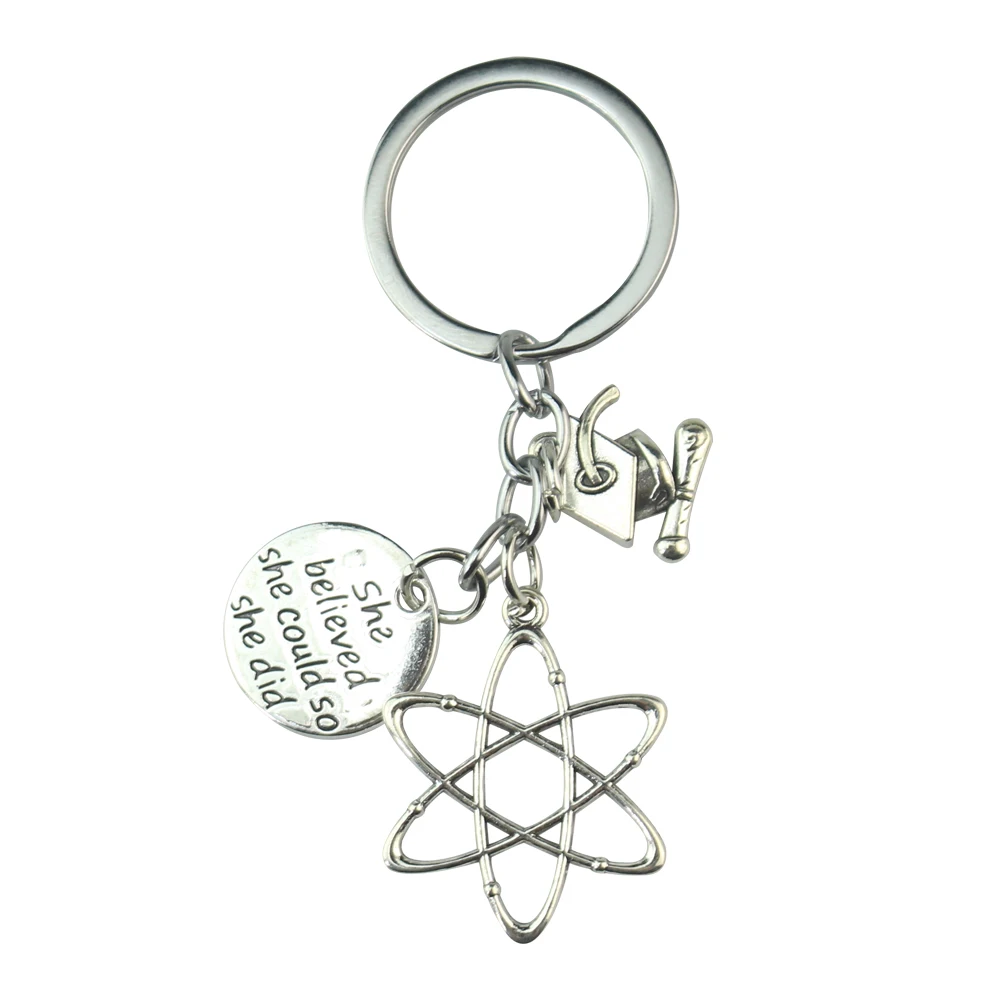 1 шт. брелок для ключей в виде кепки и молекулы химикатов