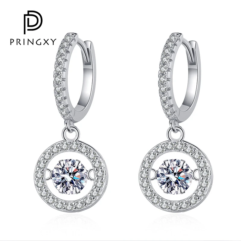 

PRINGXY 2CT Real Heart Moissanite Earrings Passed Diamond Test s925 Sterling Silver Platinum Plated Classic Drop Earring Jewelry