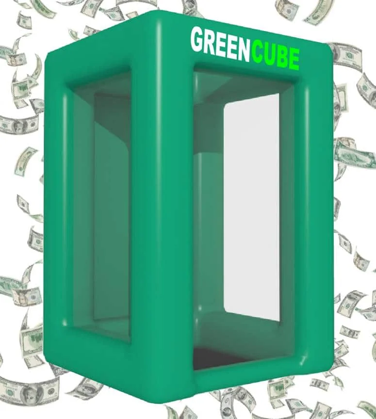 Factory Price Custom Inflatable Blower Vault Cash Cube Money Machine For Promotion |