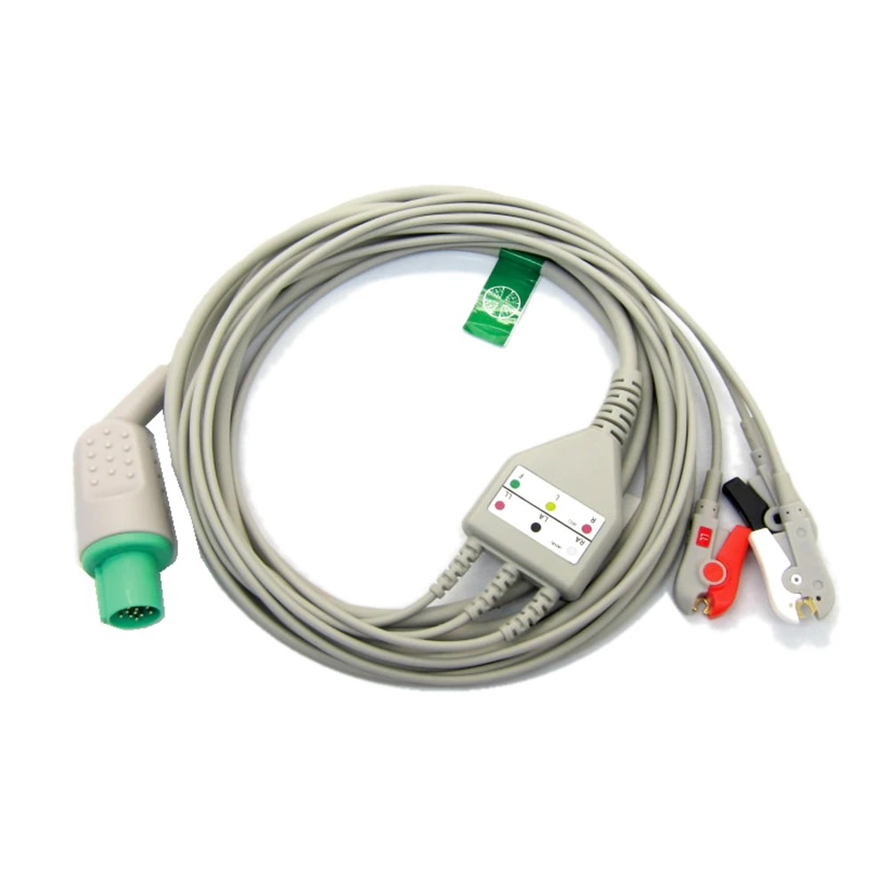 

EC-117 One-piece ECG Patient Cable AHA With 3leads 5leads Snap clip For hellige cardioserv ECG Electrocardiograph Monitor