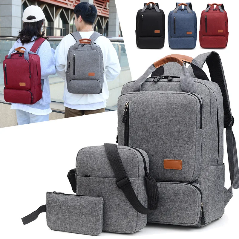 

Classic Business Backpack Men School Laptop Rucksack Gray Fashion Durable Multifuncation Travel Luggage Backpack Big Capacity