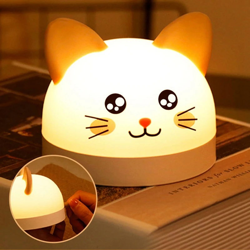 Будильник с милым котом для детей 3-мя цветами светодиодная лампа таймер