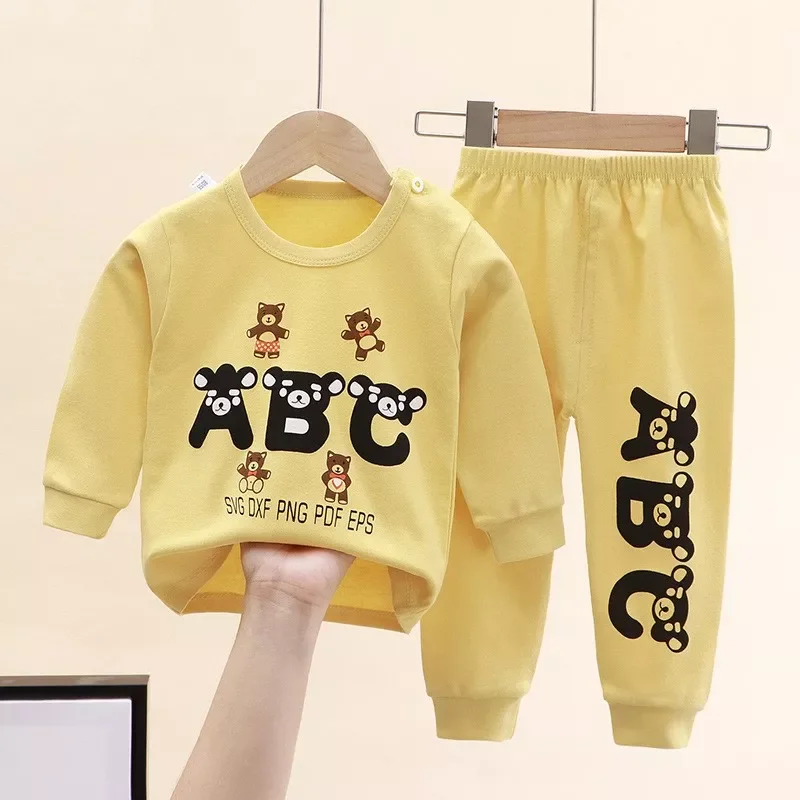Autumn Wear Children's Clothing Sets Toddler Baby Girls Boys Cartoon Print Long Sleeve T-shirt + Pants Outfits Set