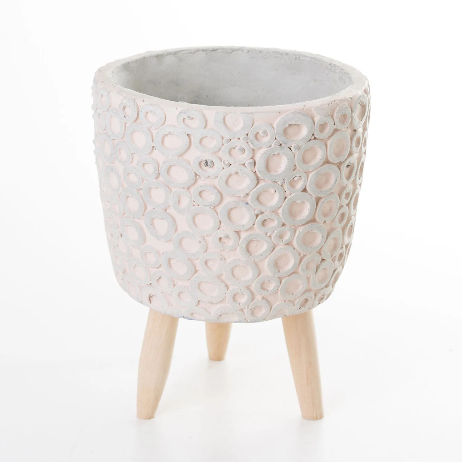 

Salmon color concrete flower pot with Veramaya size 14,5x20 Cm
