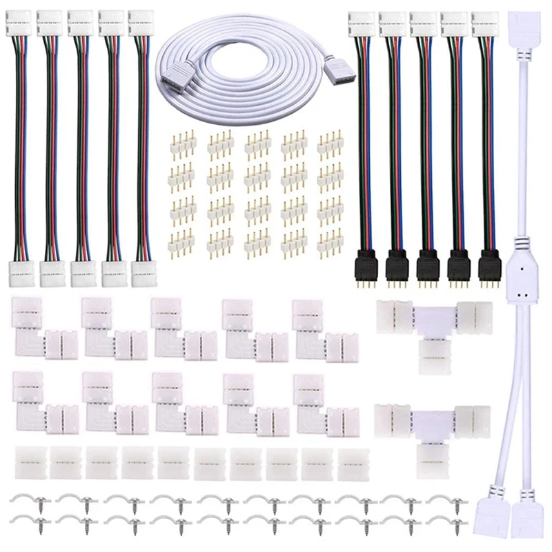 

Hot YO-LED Strip Connector Kit For 5050 10Mm 4Pin RGB LED Strip,2 Way Splitter,DIY Accessories For RGB LED Strip Connection
