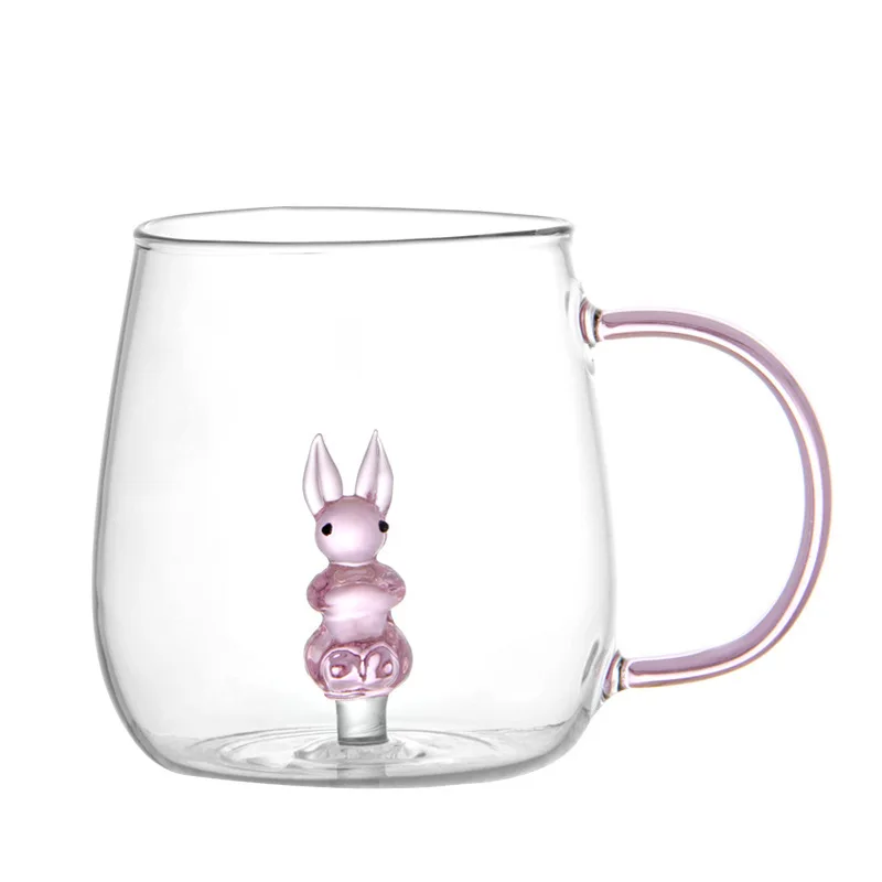 

380ML Cartoon Animal Shape Glass Home Cute High Borosilicate Glass Single Layer Cup Living Room with Guests Juice Cold Drink Cup