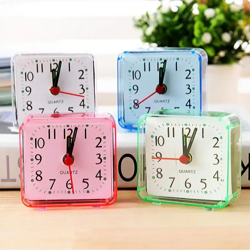 

Mini Square Small Bed Alarm Clock Transparent Case Digital Alarm Clock Children Student Desk Table Clock