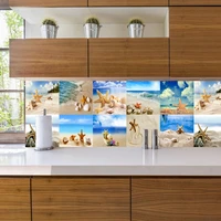 1015cm beach scenery shell starfish tile sticker for kitchen backsplash cupboard home decor self adhesive waterproof wall decal